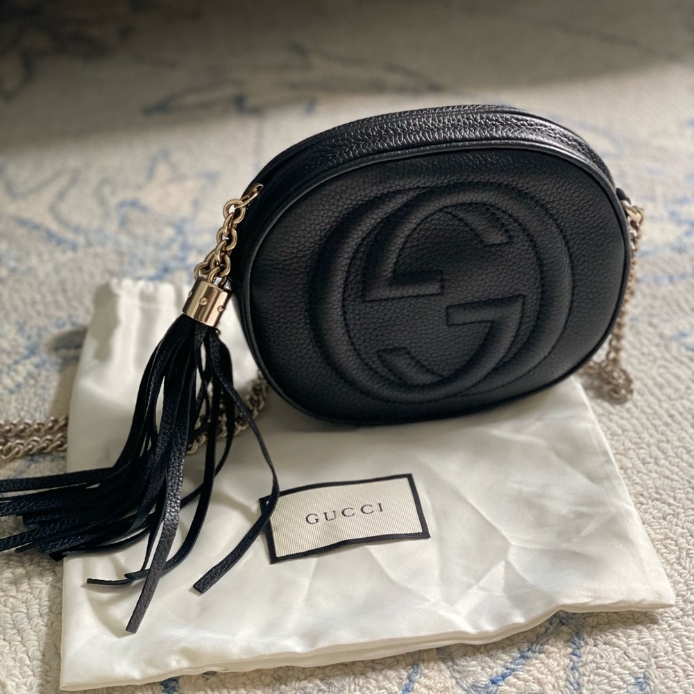 Gucci Black Leather Crossbody with Tassel